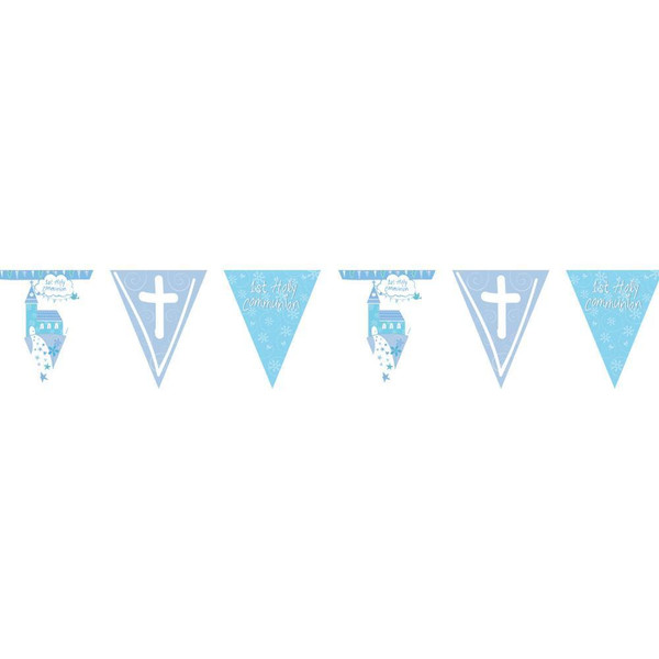 Blue 1st Holy Communion Church Foil Pennant Banner