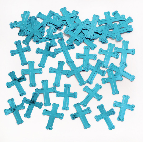 Blue Cross Communion Confetti 14g Embossed