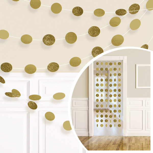 Glitter Dot Garland Gold Pk6 7ft