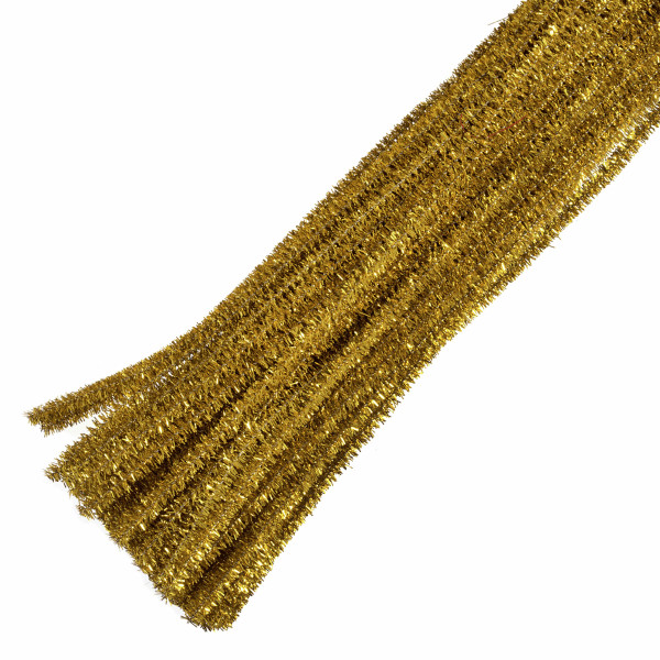 Chenille Pipe Cleaner Glitter Sticks 6mmx30cm Pack20 Gold