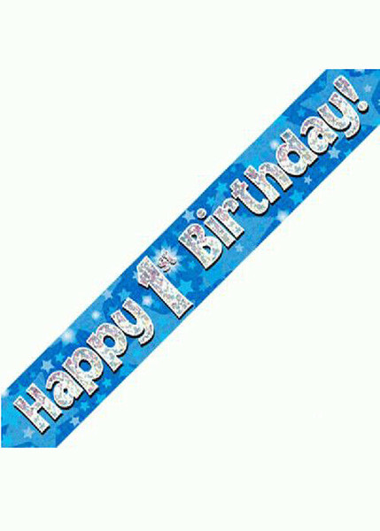 Blue Holographic Banner Age 1 9ft