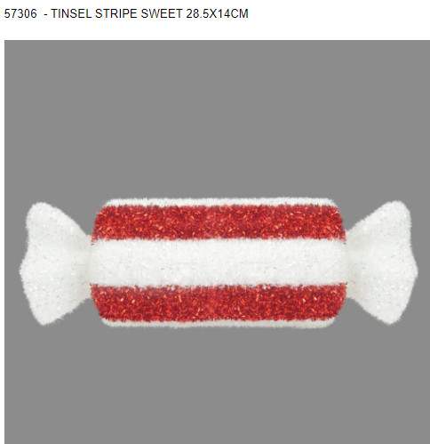 Tinsel Stripe Sweet Decoration 28x14cm