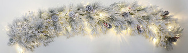 Cypress Snow Covered Fibre optic Garland 200cm