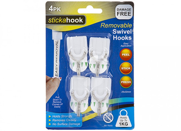 Removable Medium Swivel Hooks 1kg Capacity Pk4