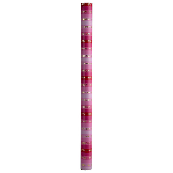 2m Gift Wrap Roll Happy Birthday Pink