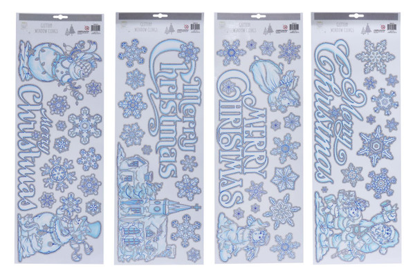 Window Cling Snow Glitter Choose from 4 assorted styles