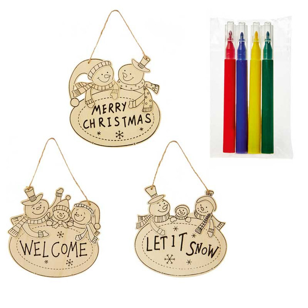 Colour Your Own Snowman Plaques 15cm Choice of 3 Styles