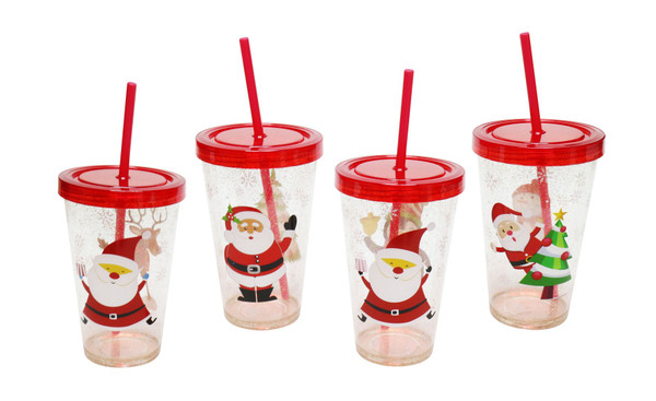 Glitter Cup with Straw 550ml