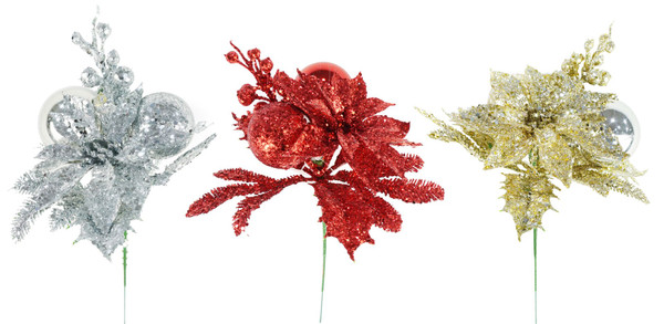 Glittered Poinsettia 3 Colours Available