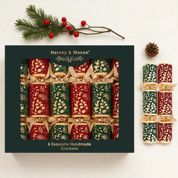 Exquisite Flock Handmade Christmas Crackers 13.5in Pk6