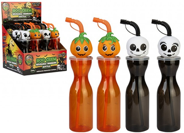 Halloween Plastic Character Bottle Boo Crew 500ml Choice of Orange Pumpkin or White Ghost