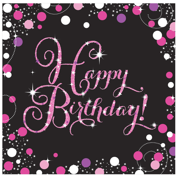 Pink Celebration Happy Birthday Napkins Pk16