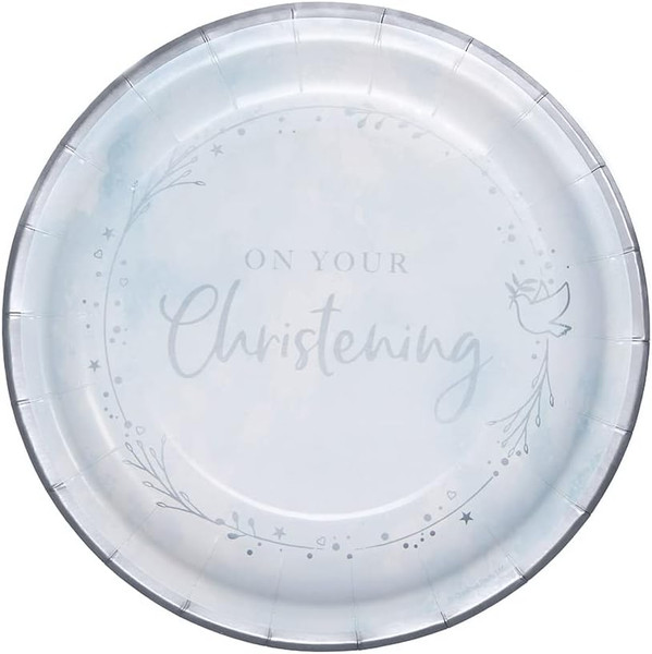 On Your Christening Blue Plates Pk8 9in