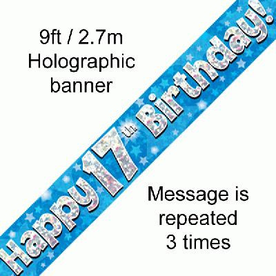 Blue Holographic Banner Age 17 9ft
