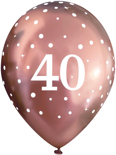 11in Latex Age 40 Rose Gold Pack of 6