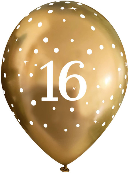 11in Latex Age 16 Gold Pack of 6