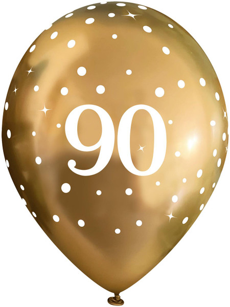 11in Latex Age 90 Gold Pack of 6