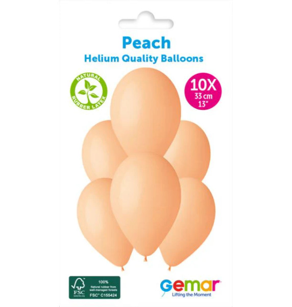 13in Latex Balloons Pk10 Peach