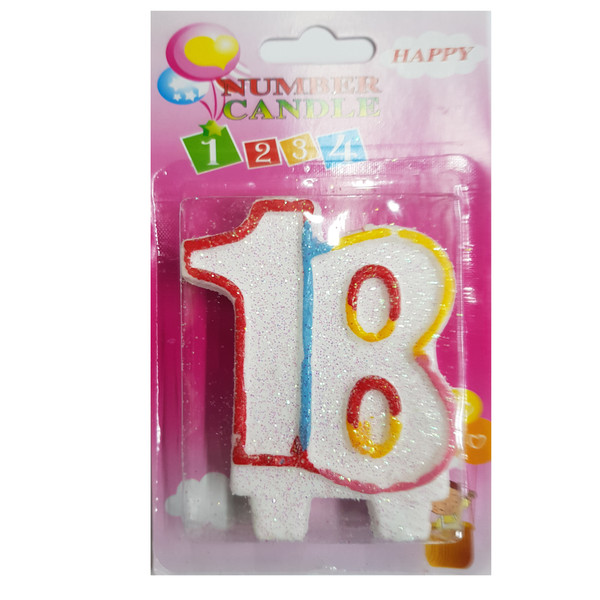 Multicoloured Candle Number 18