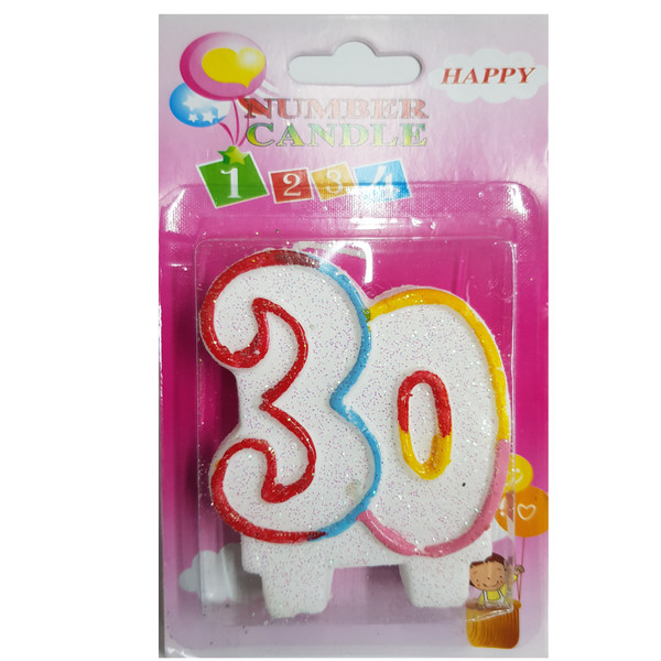 Multicoloured Candle Number 30