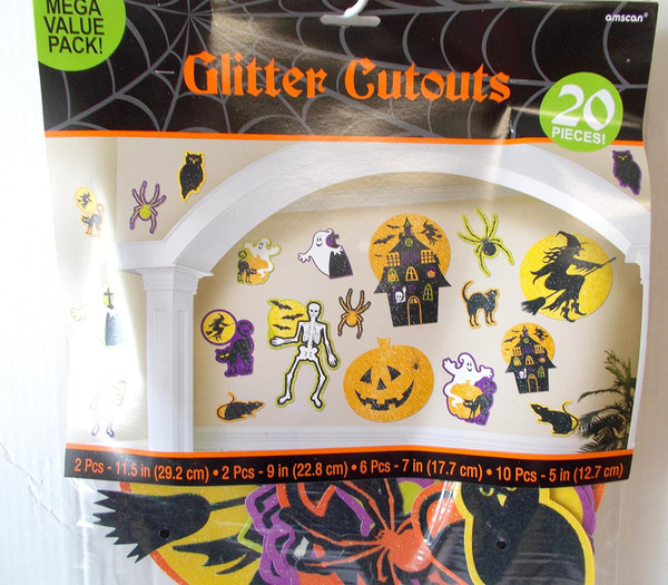 20 Halloween Glitter Cutout Decorations