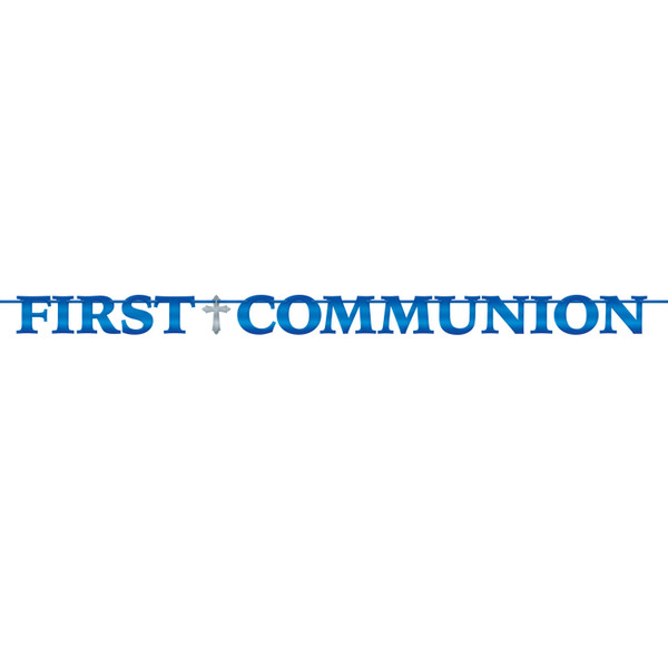 Blue First Communion Letter Banner