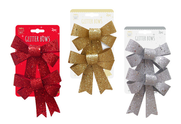 GLITTER SEQUINS BOW 2 PIECE 10x12cm
