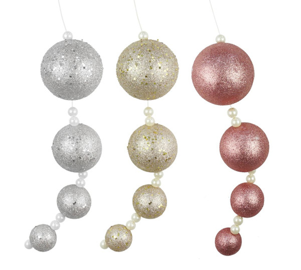 GLITTER BAUBLES CLUSTER WITH PEARL BEADS