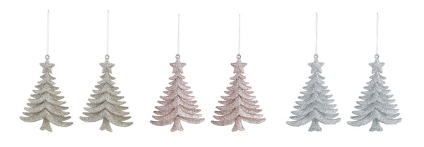 Hanging Glitter Baubles Trees 2 Pack