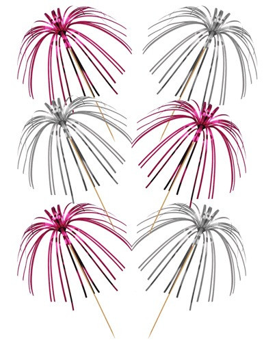 Tall Palm Picks Foil Silver Pink Pk30