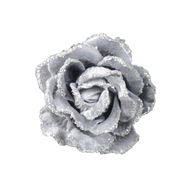 Clip on Velvet Rose Silver 10cm