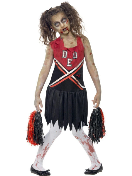 Zombie Cheerleader Black Red Large Age 10 to 12 Years
