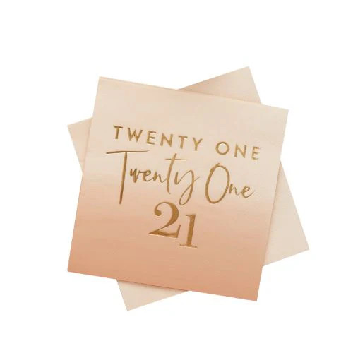 Age 21 Twenty One Gold Foiled Paper Napkins Pk16