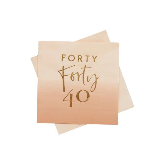 Age 40 Forty Gold Foiled Paper Napkins Pk16