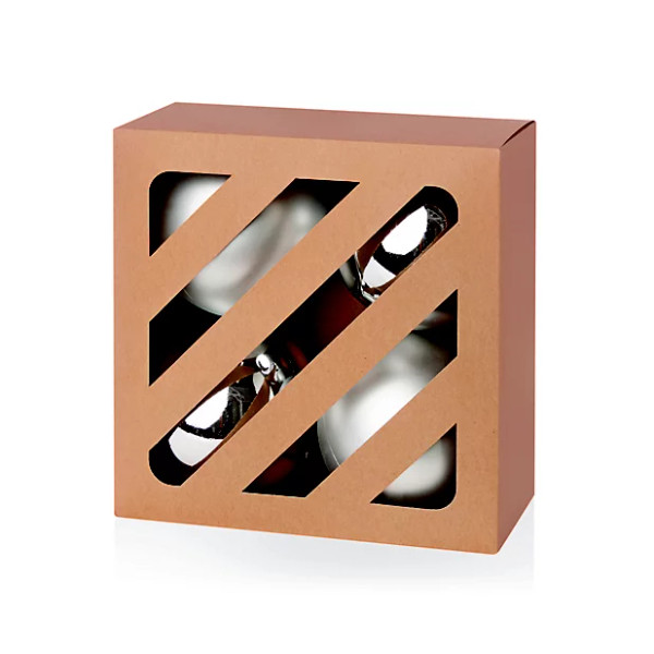 100mm Shiny Shatterproof Bauble Pk4 Silver