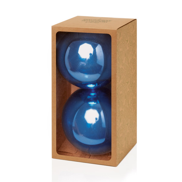 200mm Shiny Shatterproof Baubles Pk2 Midnight Blue