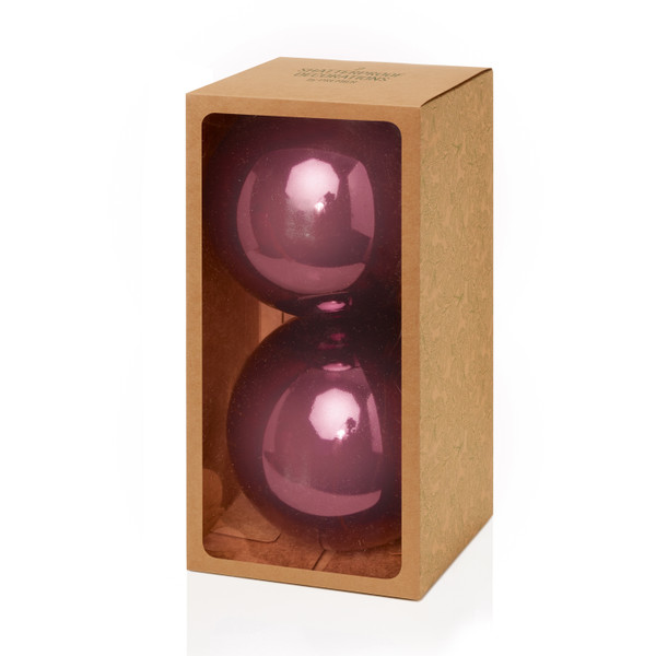 200mm Shiny Shatterproof Baubles Pk2 Plum