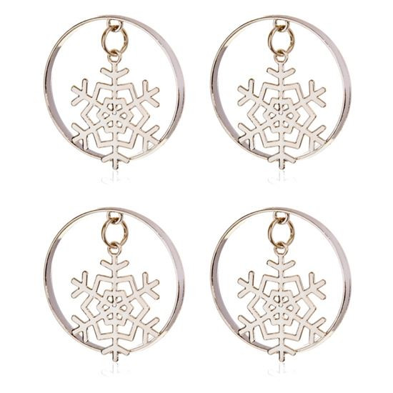 Christmas Snowflake Napkin Rings Pk4 Choice of Gold or Silver