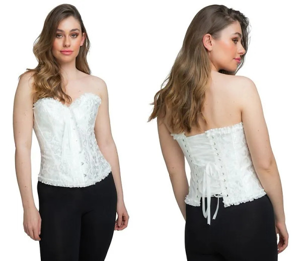 Adult Satin Lace Corset White XL Size 16 to 18