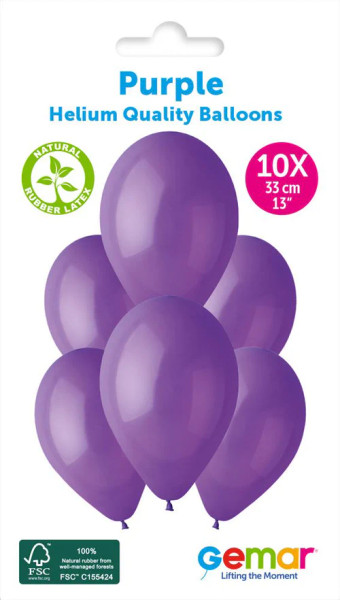 13in Latex Balloons Pk10 Purple