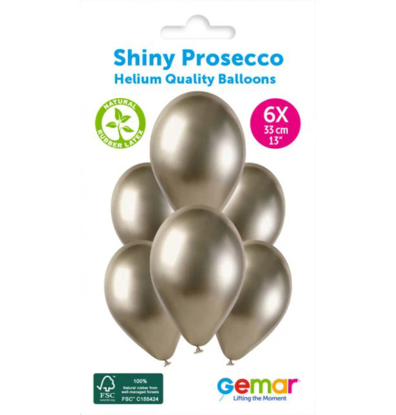 13in Latex Balloons Pk6 Shiny Processco
