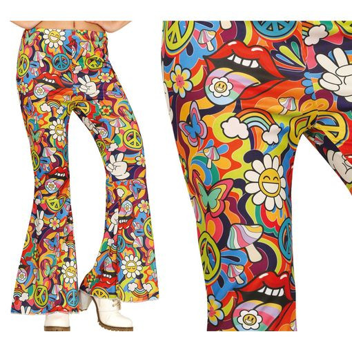 Hippie Flared Trousers Love and Peace Large Size 42 to 44
