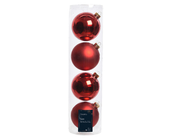 Glass Baubles Red 4x10cm