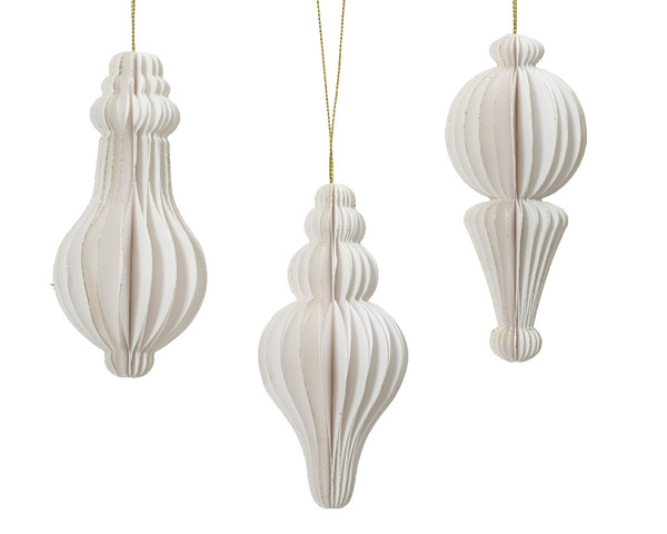 Paper Ornament White decoration 12cm Choice of 3 styles