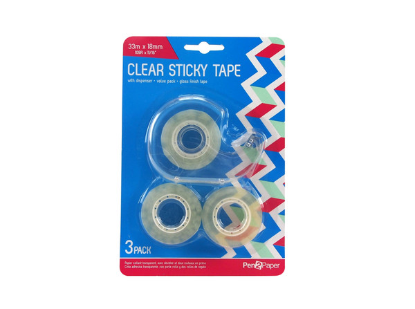 STICKY TAPE With Dispenser 3 ROLLS
