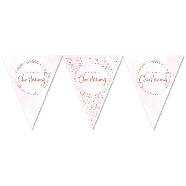 On Your Christening Flag Banner Pink 12ft