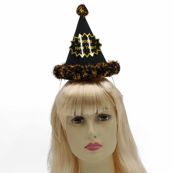 New Year Metallic Card Cone Hats Deluxe Pack of 12