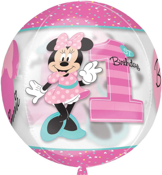 H200 Orbz Foil Balloon Minnie Mouse 1st Birthday