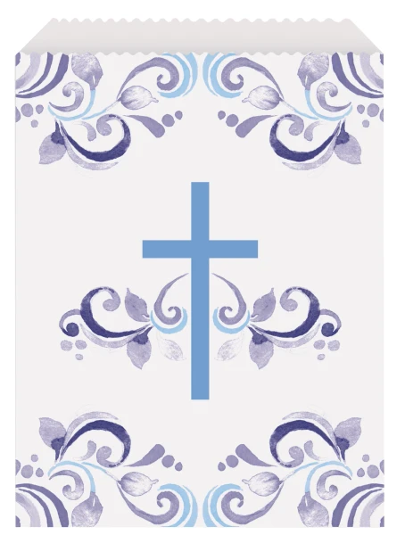 Blue Cross Communion Paper Treat Bag Pk8