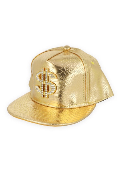 Gold Skip Hat with Dollar Sign Adult